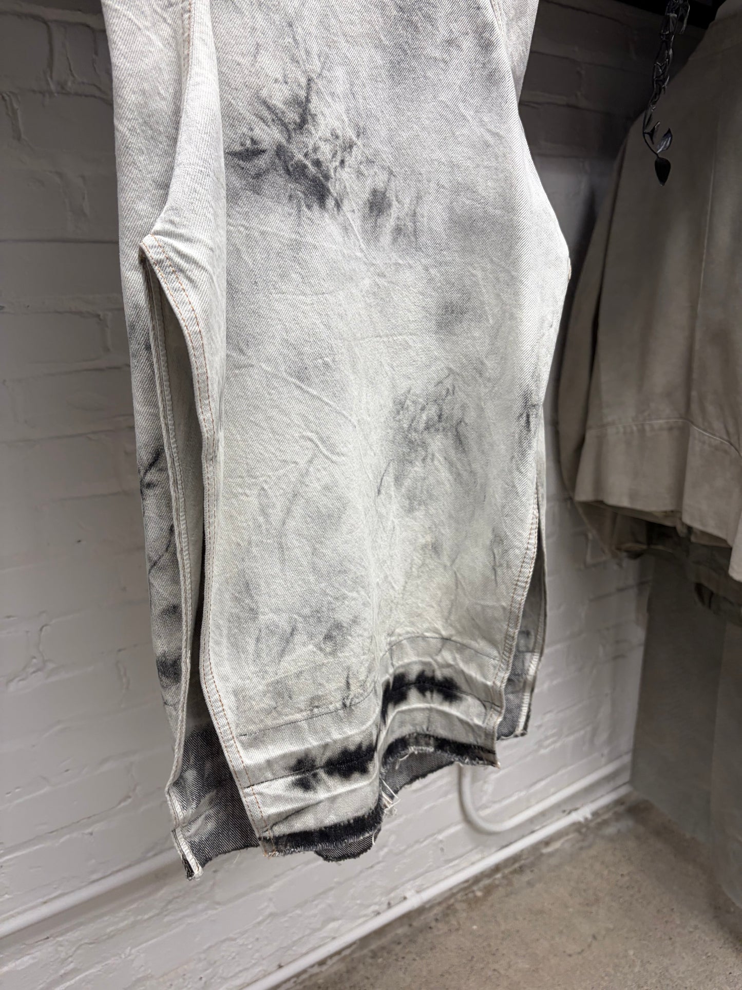 SS2015 Rick Owens ‘Faun’ Batik Grey Smoke Washed Denim Dress