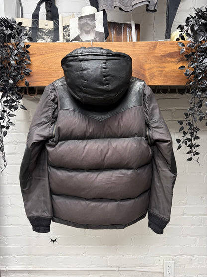 Mihara Yasuhiro Leather/Down Filled Black Puffer Jacket