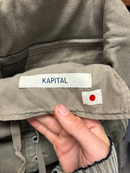 Kapital Asymmetric Buckle-Back Brown Linen Vest