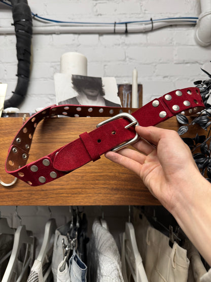 Maison Margiela Red/Silver Suede ‘Hole-Punch’ Belt