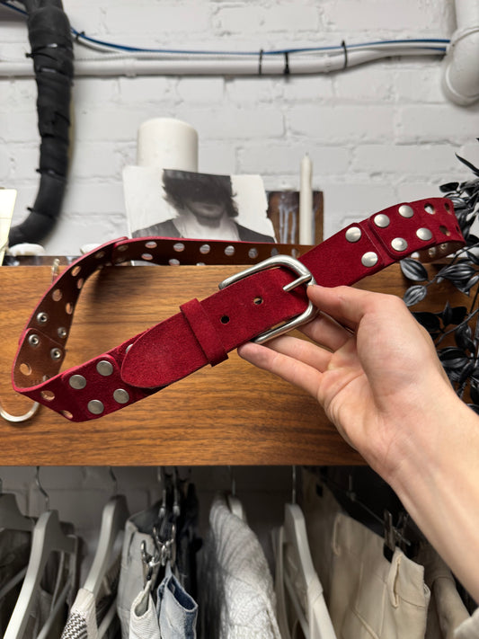 Maison Margiela Red/Silver Suede ‘Hole-Punch’ Belt