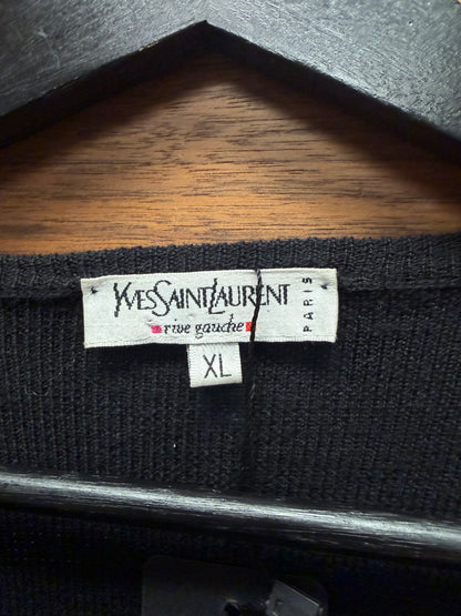 AW2000 Yves Saint Laurent Rive Gauche by Hedi Slimane ‘Black Tie’ Thrashed Bottom Hem Sweater