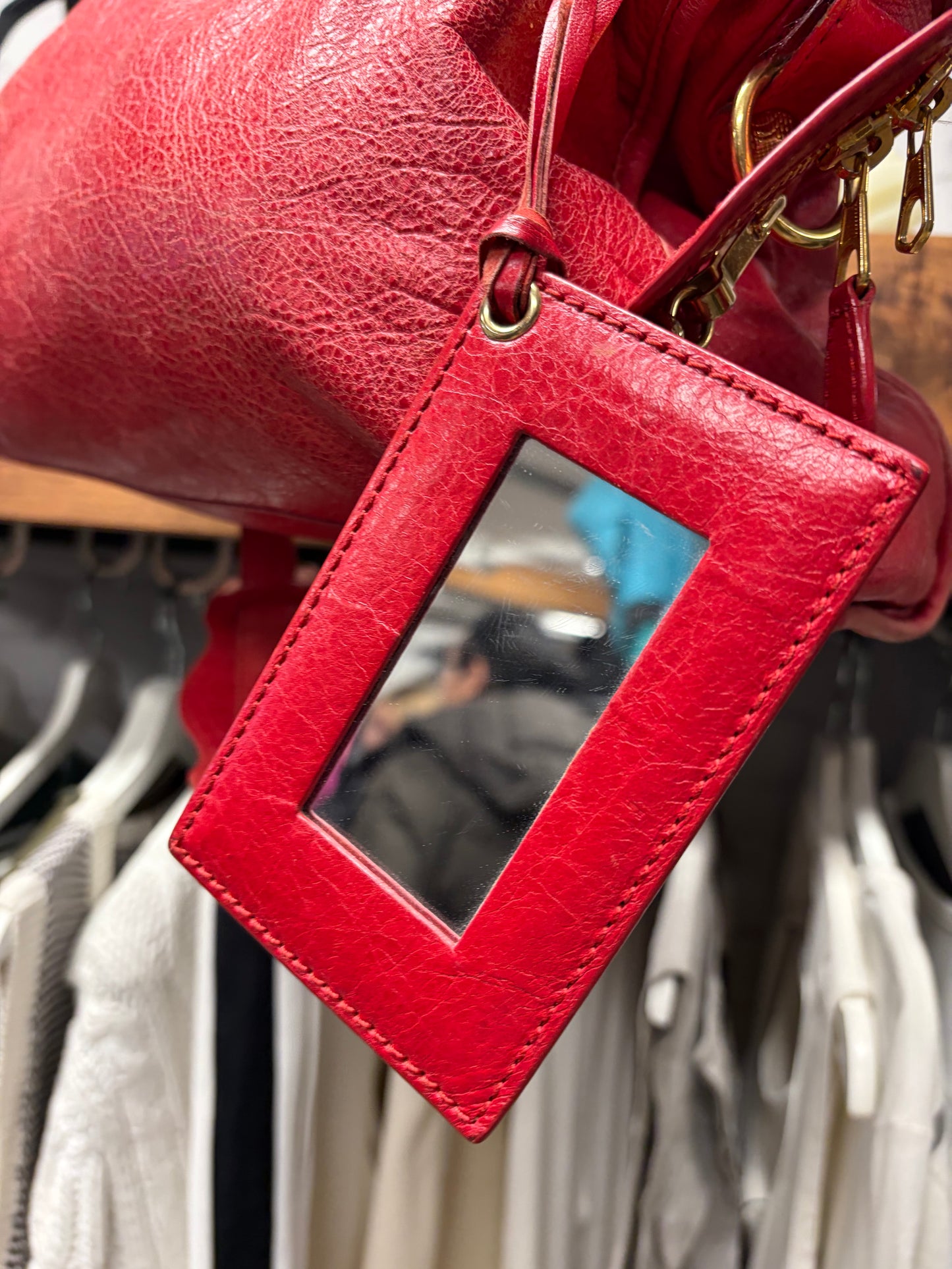 Balenciaga Red/Gold Hardware ‘City Bag’ with Crossbody Strap