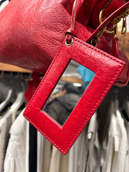 Balenciaga Red/Gold Hardware ‘City Bag’ with Crossbody Strap