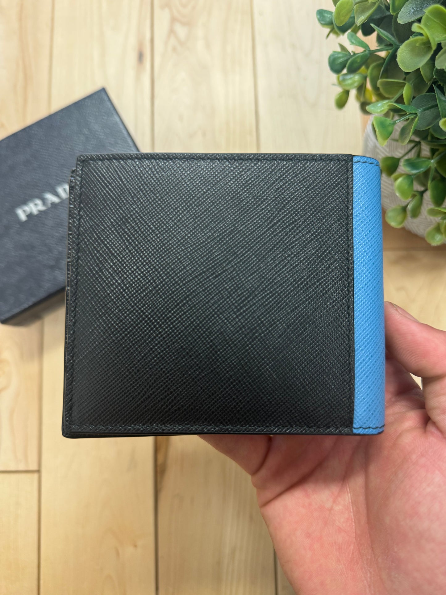 Prada ‘Racing Logo’ Black Saffano Leather Bifold Wallet