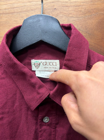 Vintage 1980s Gucci ‘Equestrian’ Embroidered Logo Button Up Shirt