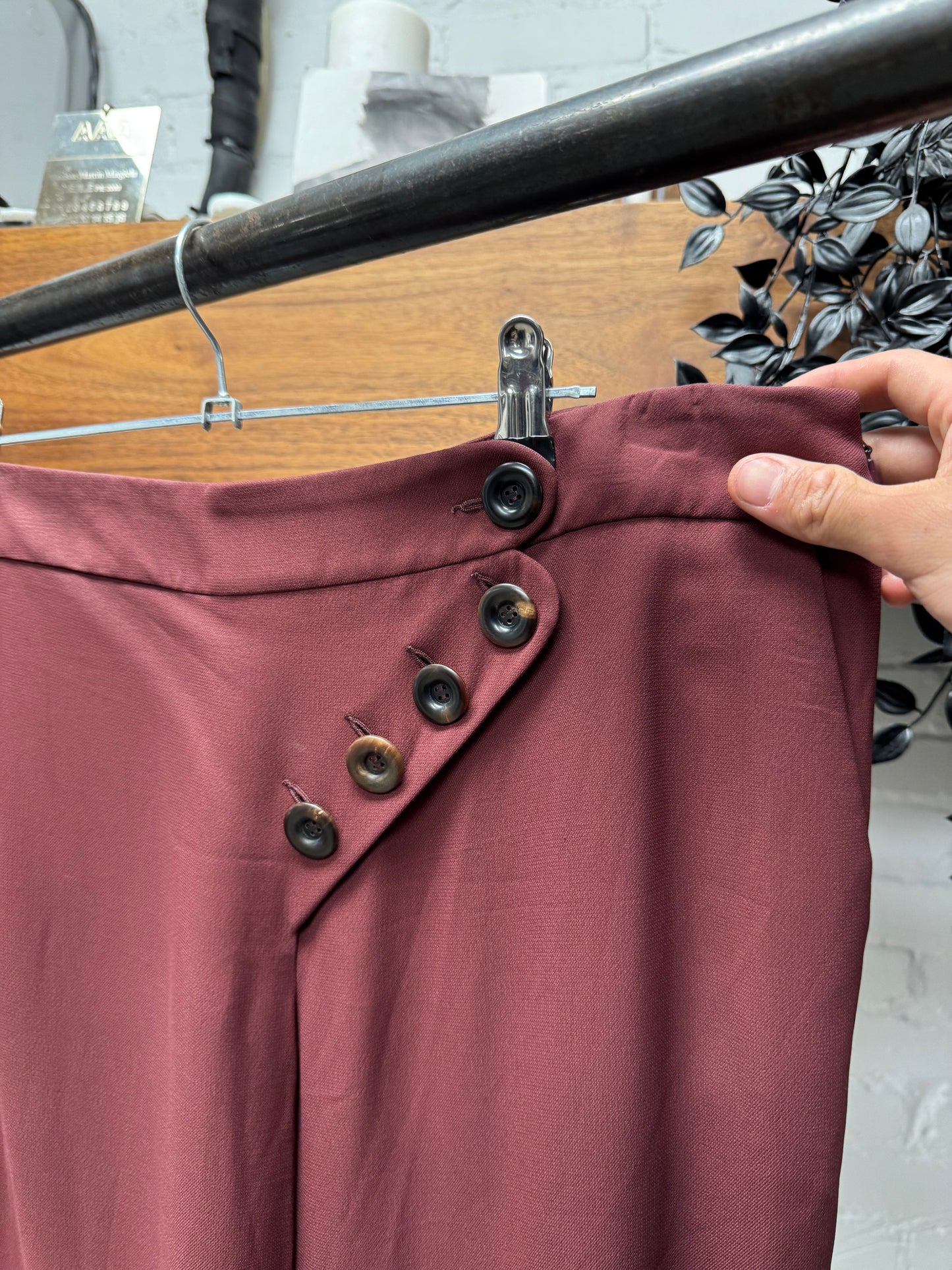 2000s Chloe ‘Asymmetric’ Button Closure Flared Leg Trousers