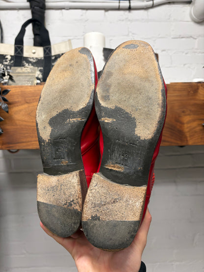 Balenciaga Red Pointed Toe Calfskin Leather Chelsea Boots