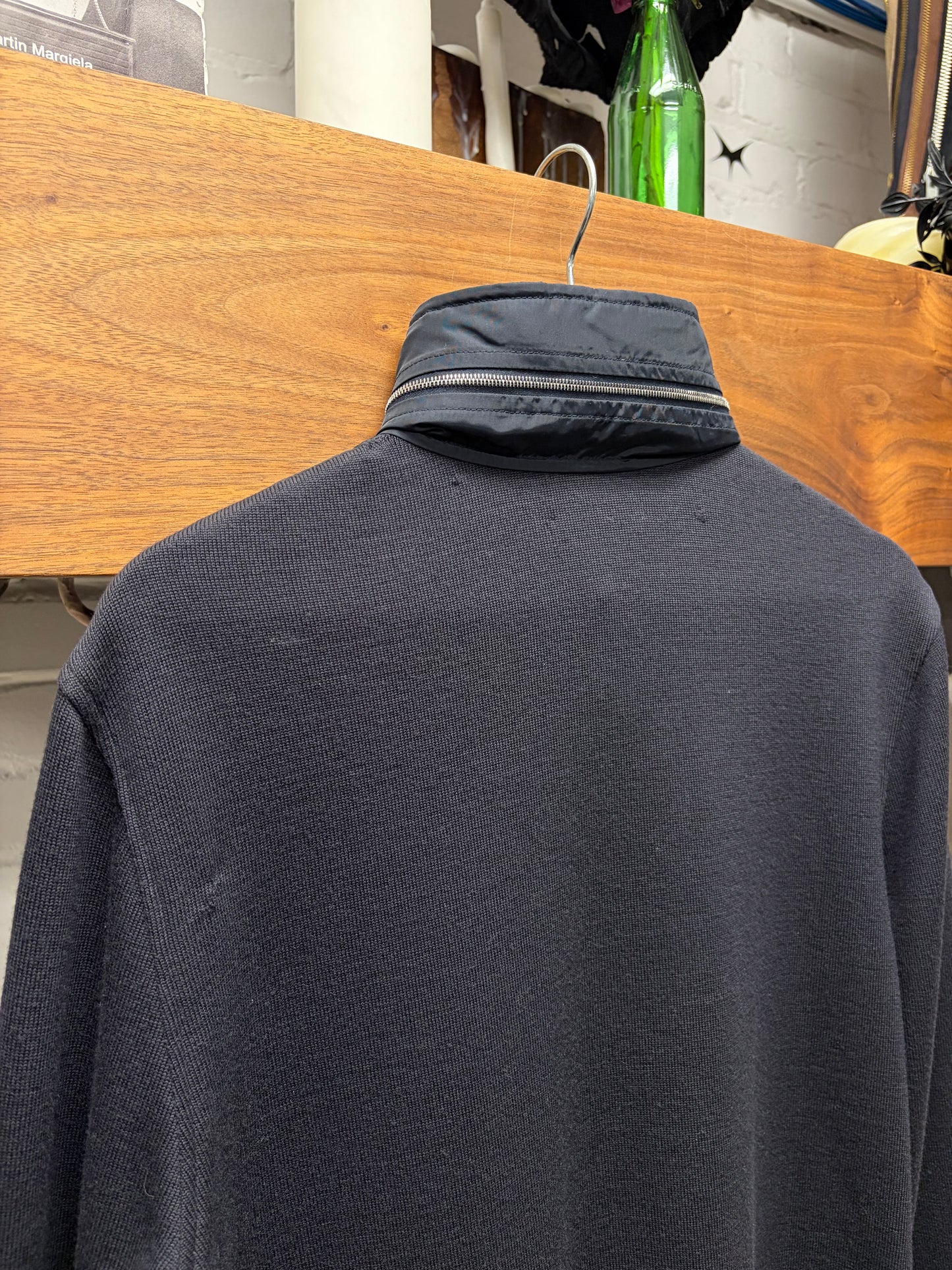 Hermes ‘Packable Hood’ Wool Knit/Nylon Hybrid Shell Jacket