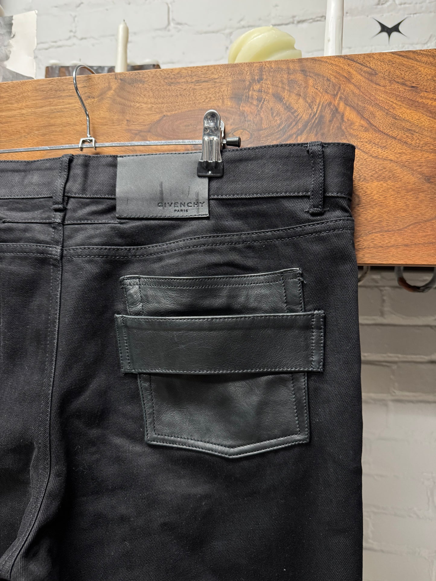 Givenchy Leather Pocket Black Skinny Jeans