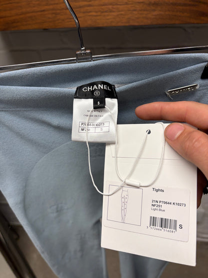 SS2021 Chanel Light Blue Monogram Tights