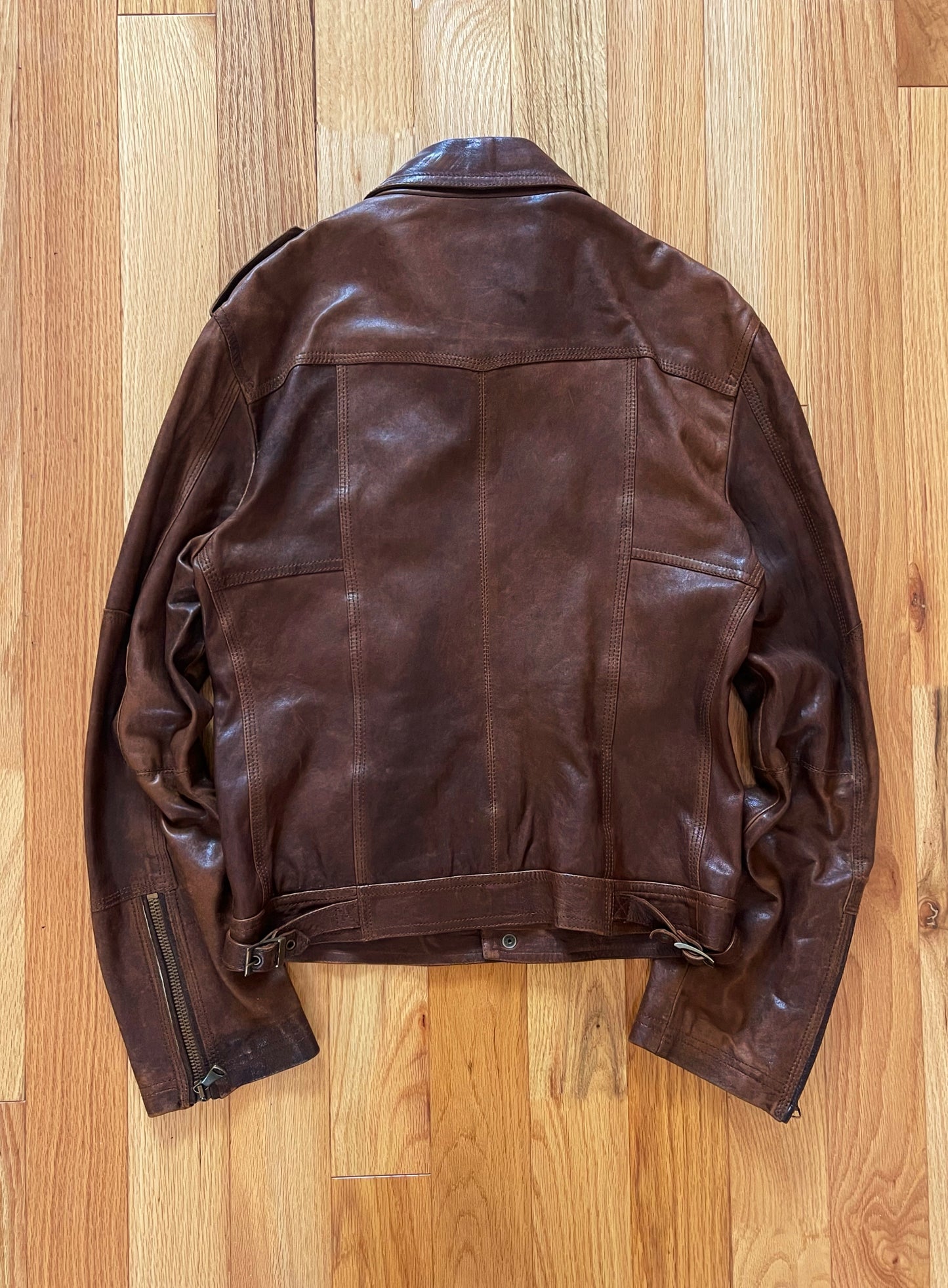 2000’s Dolce & Gabbana Calfskin Leather Multi-Pocket Collared Leather Jacket.