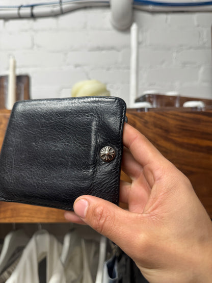 Chrome Hearts ‘1Snap’ Black Calfskin Leather ‘Cross Ball’ Bifold Wallet