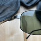 Cartier ‘Santos’ Silver Green Tinted Aviator Sunglasses