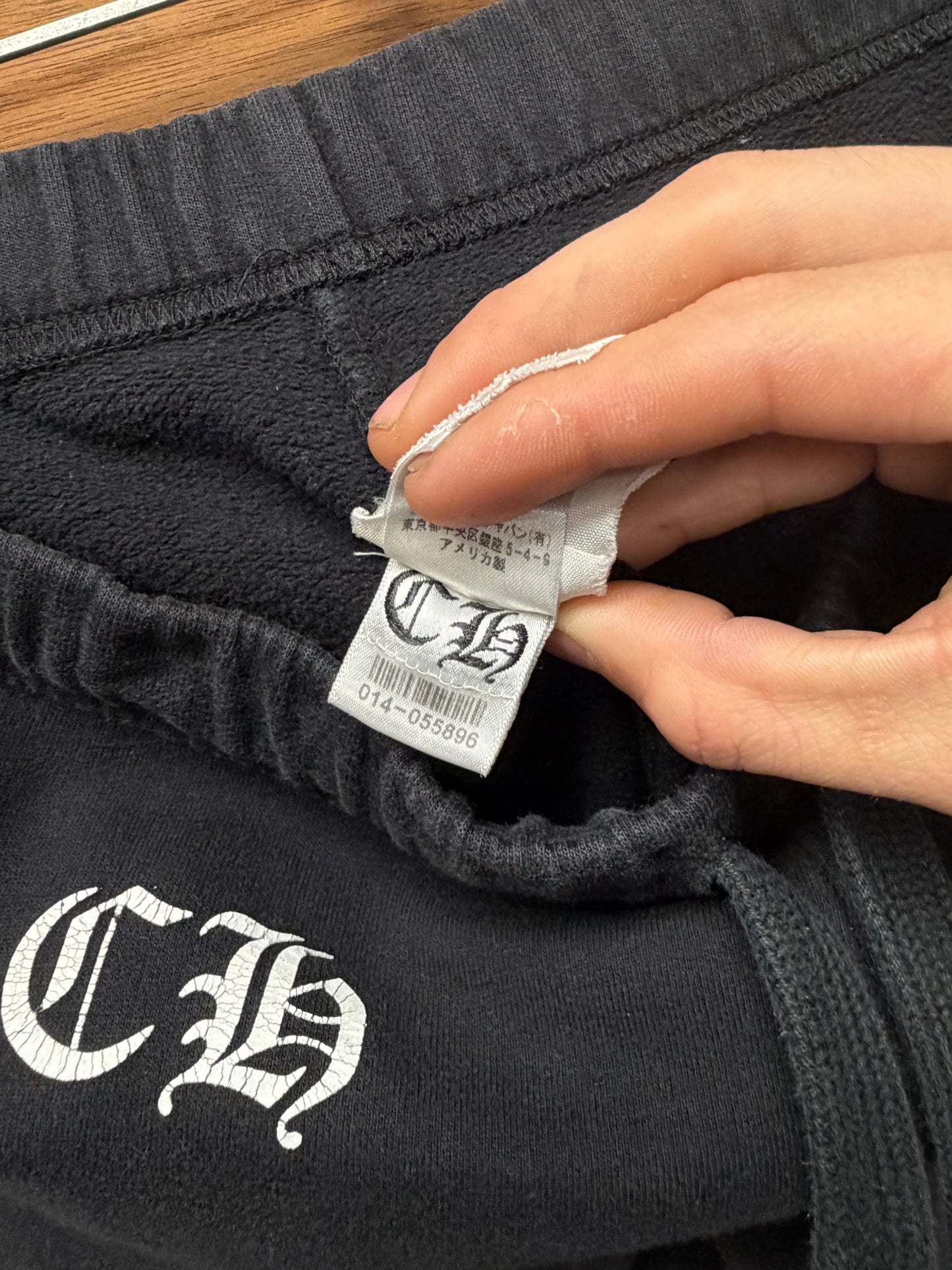 Vintage Chrome Hearts T-Bar Logo Black Drawstring Sweatpants