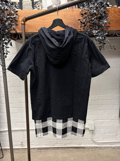 Number (N)ine Short Sleeve Layered Flannel Hoodie