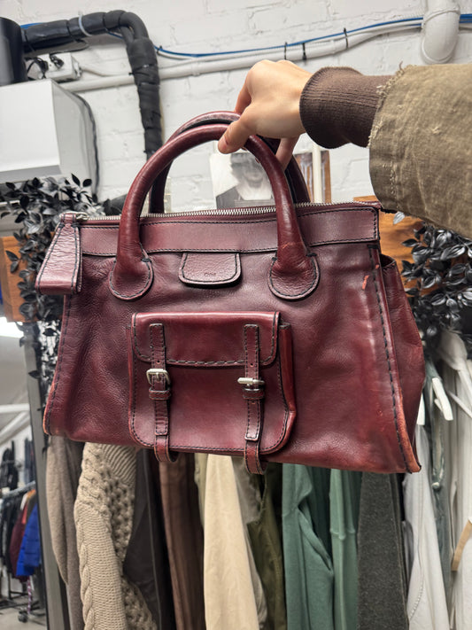 Chloe ‘Edith’ Oxblood Red Leather Top Handle Bag
