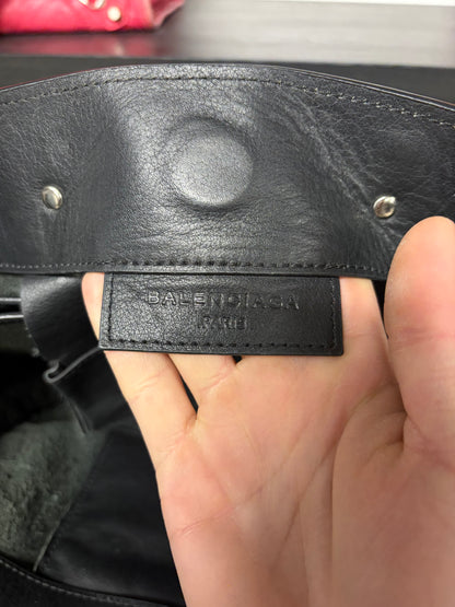 Balenciaga ‘Le Papier’ Black Leather Tote Bag with Crossbody Strap