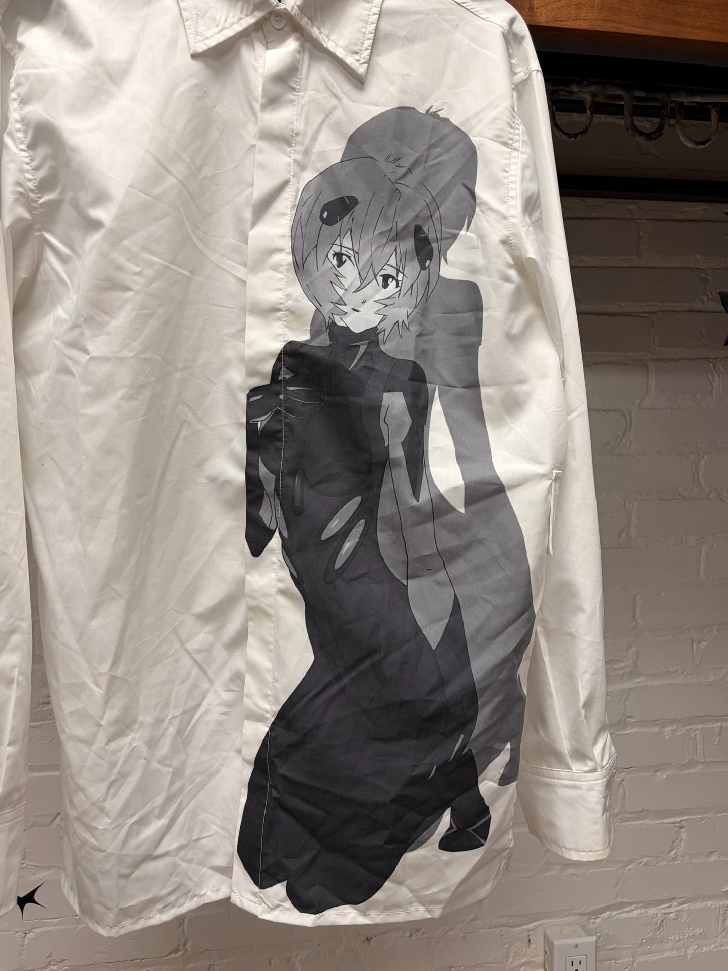 Yohji Yamamoto Ground Y ‘Evangelion’ Neon Genesis White Button Up Shirt