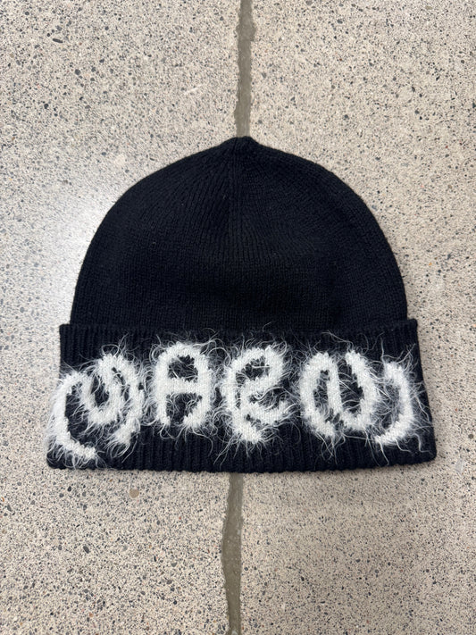 Marni Wool ‘Appliqué’ Logo Black Ribbed Beanie