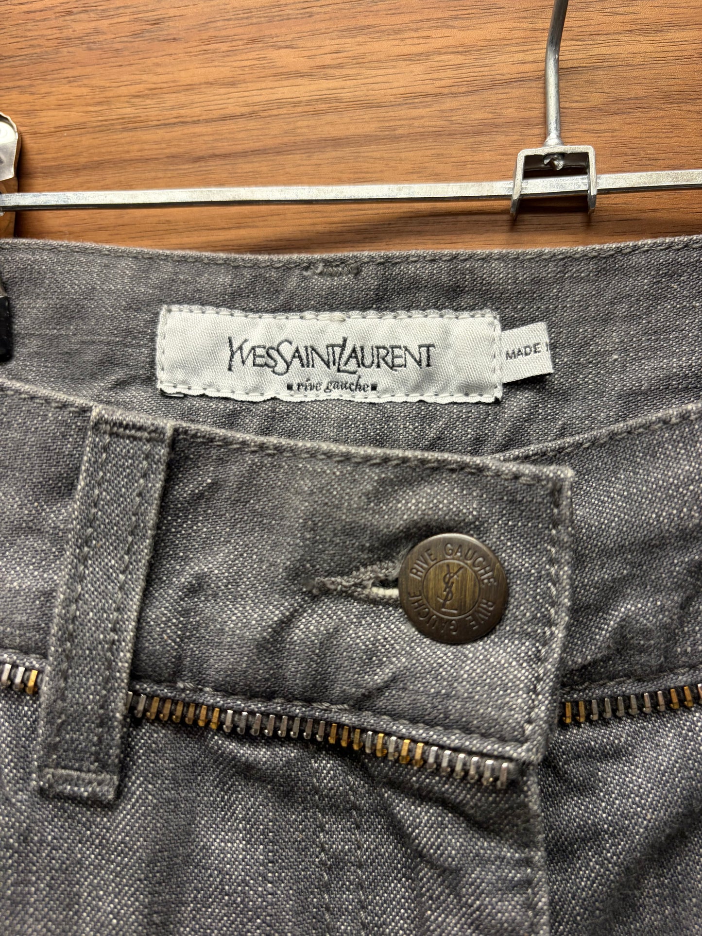 Vintage Yves Saint Laurent Rive Gauche by Tom Ford ‘Zipper Cummerbund’ Flared Leg Denim