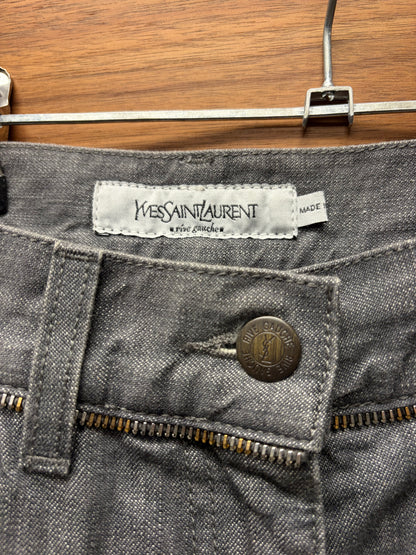 Vintage Yves Saint Laurent Rive Gauche by Tom Ford ‘Zipper Cummerbund’ Flared Leg Denim