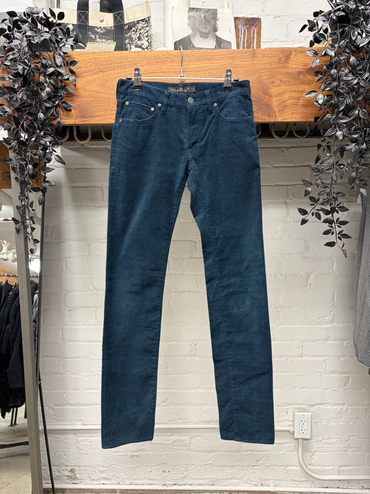 Undercover AW05 “Arts and Crafts” Blue ‘Patti Smith’ Bolt Corduroy Skinny Pants