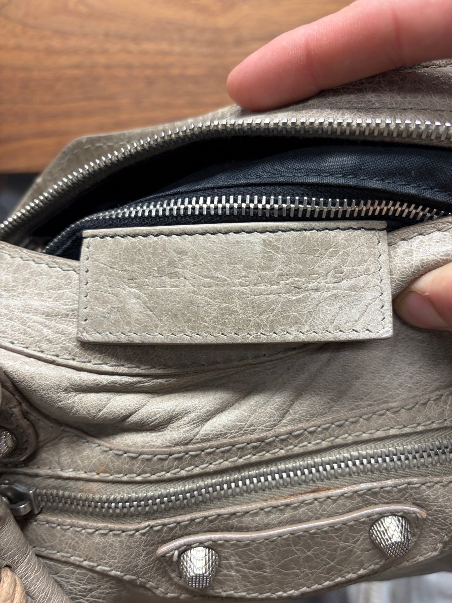 Balenciaga Mini Taupe Brown ‘City Bag’ with Mirror and Crossbody Strap