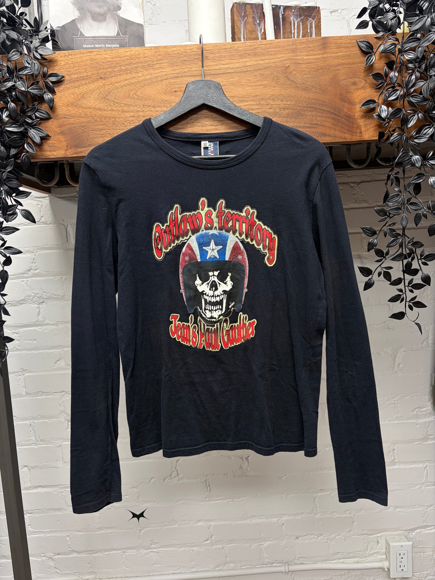Vintage 1990s Jean Paul Gaultier ‘Outlaws Territory’ Skull Graphic Long Sleeve Shirt