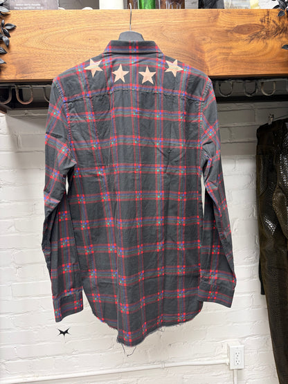 AW2015 Givenchy by Ricardo Tisci ‘Star Print’ Black/Red Plaid Button Up Shirt