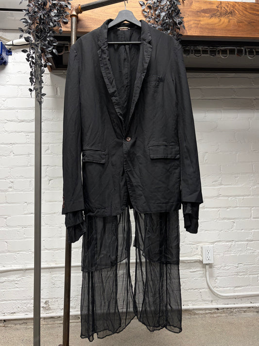 2013 Comme Des Garçons Homme Plus Draped Silk Liner Long Flowing Blazer