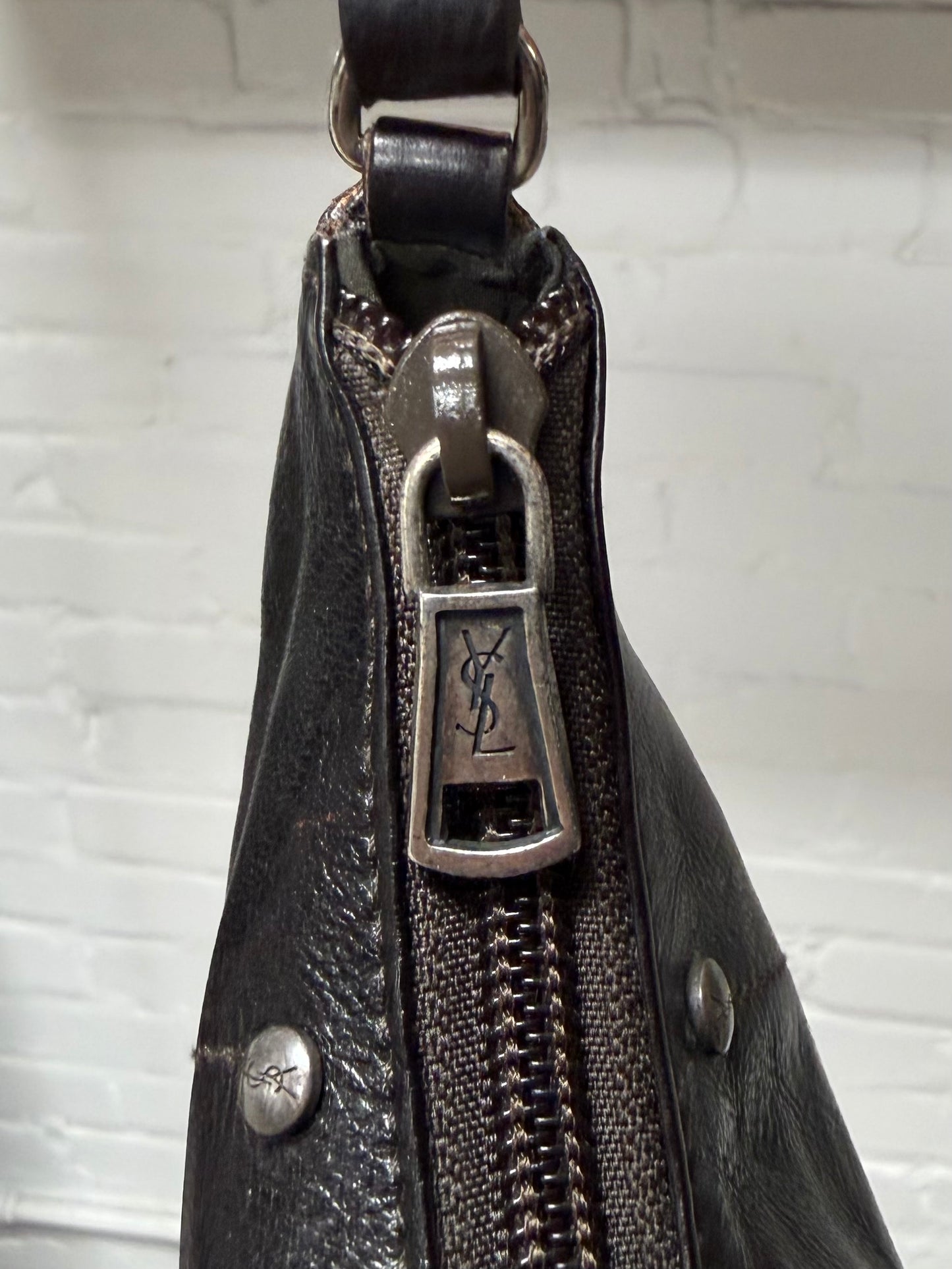 Vintage Yves Saint Laurent ‘Rive Gauche’ Mini Studded Leather Shoulder Bag