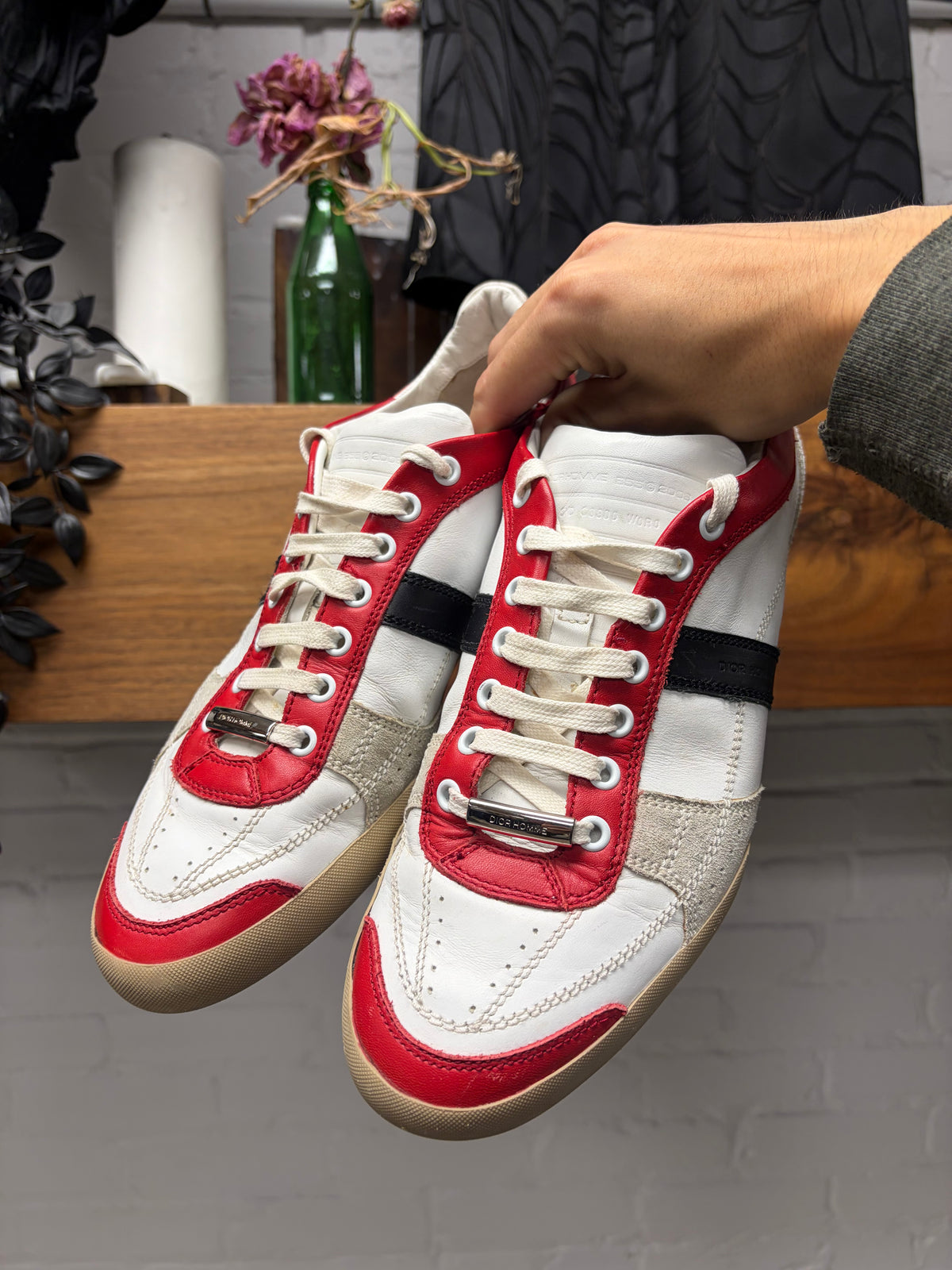 2008 Dior Homme ‘B55’ Red/White Leather ‘Court’ Low Top Sneakers