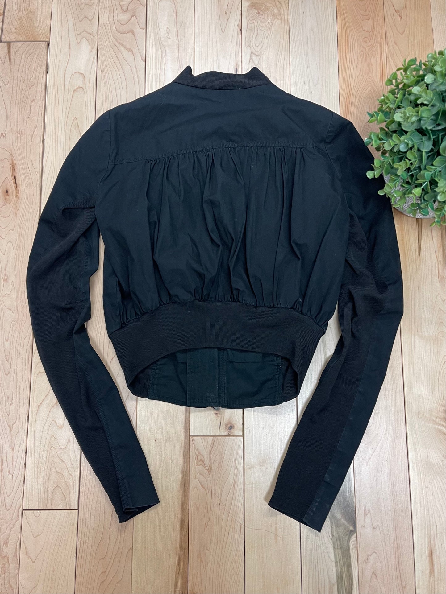 Rick Owens Cropped Black Bomber Jacket