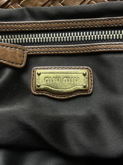 Miu Miu Brown Leather Basket Weave Top Handle/Shoulder Bag