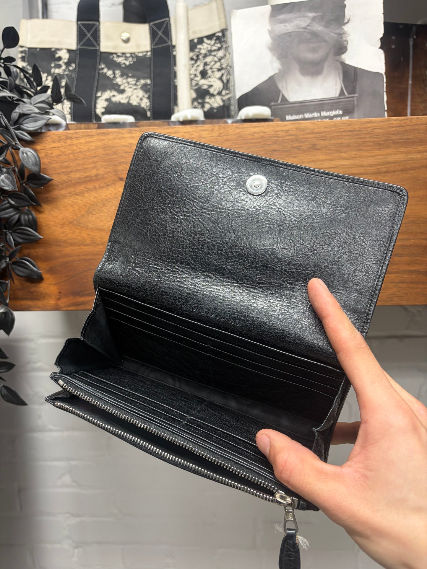 Balenciaga ‘Giant Continental’ Black Leather Long Wallet