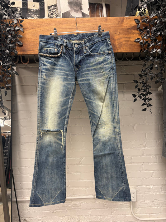 Hysteric Glamour Studded Blue Flared Leg Denim