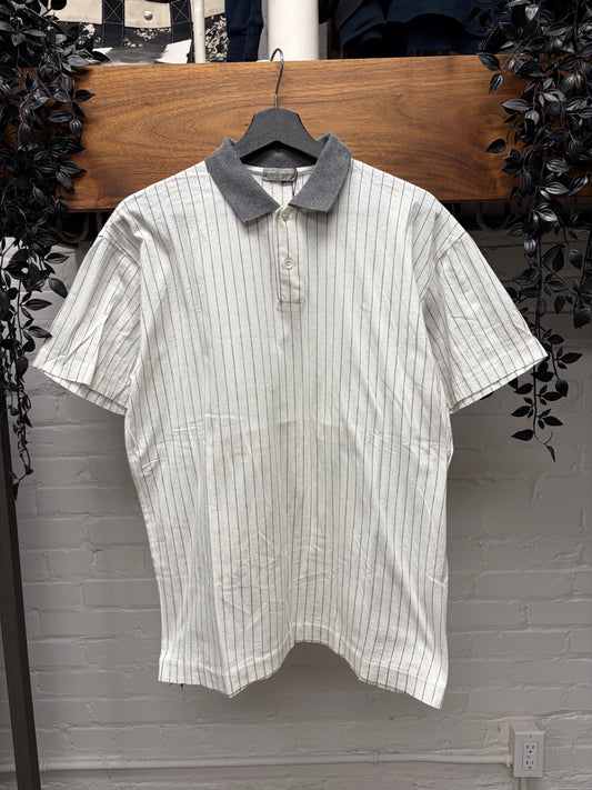 Vintage 90s Comme Des Garçons Homme Pinstripe Baseball Polo