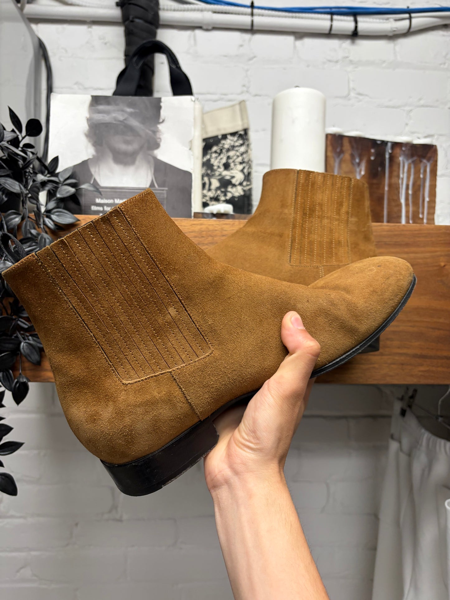 2010s Balenciaga Brown Suede ‘Chelsea’ Pointed Toe Boots