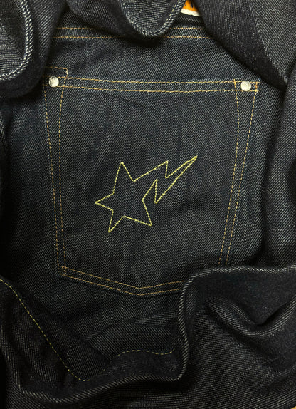 Bape ‘Star Sta’ Logo Raw Blue Bootcut Denim