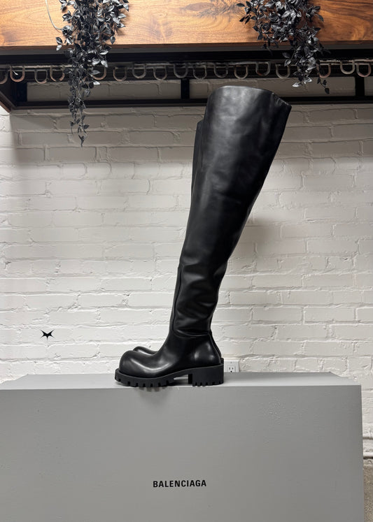 Balenciaga Over Knee Length ‘Hummer’ Extra Tall Platform Leather Boots
