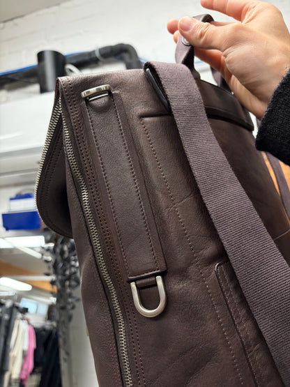 SS2021 Rick Owens ‘Tecuatl’ Chocolate Brown Cargo Duffle Leather Backpack