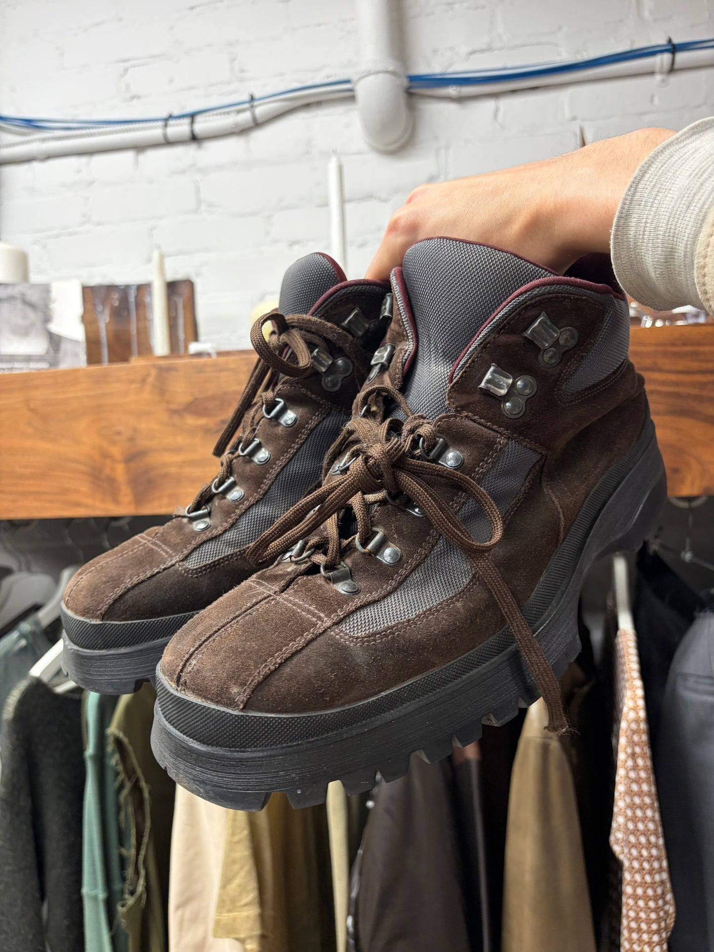 Vintage Prada Brown/Black Suede Hiking Boots