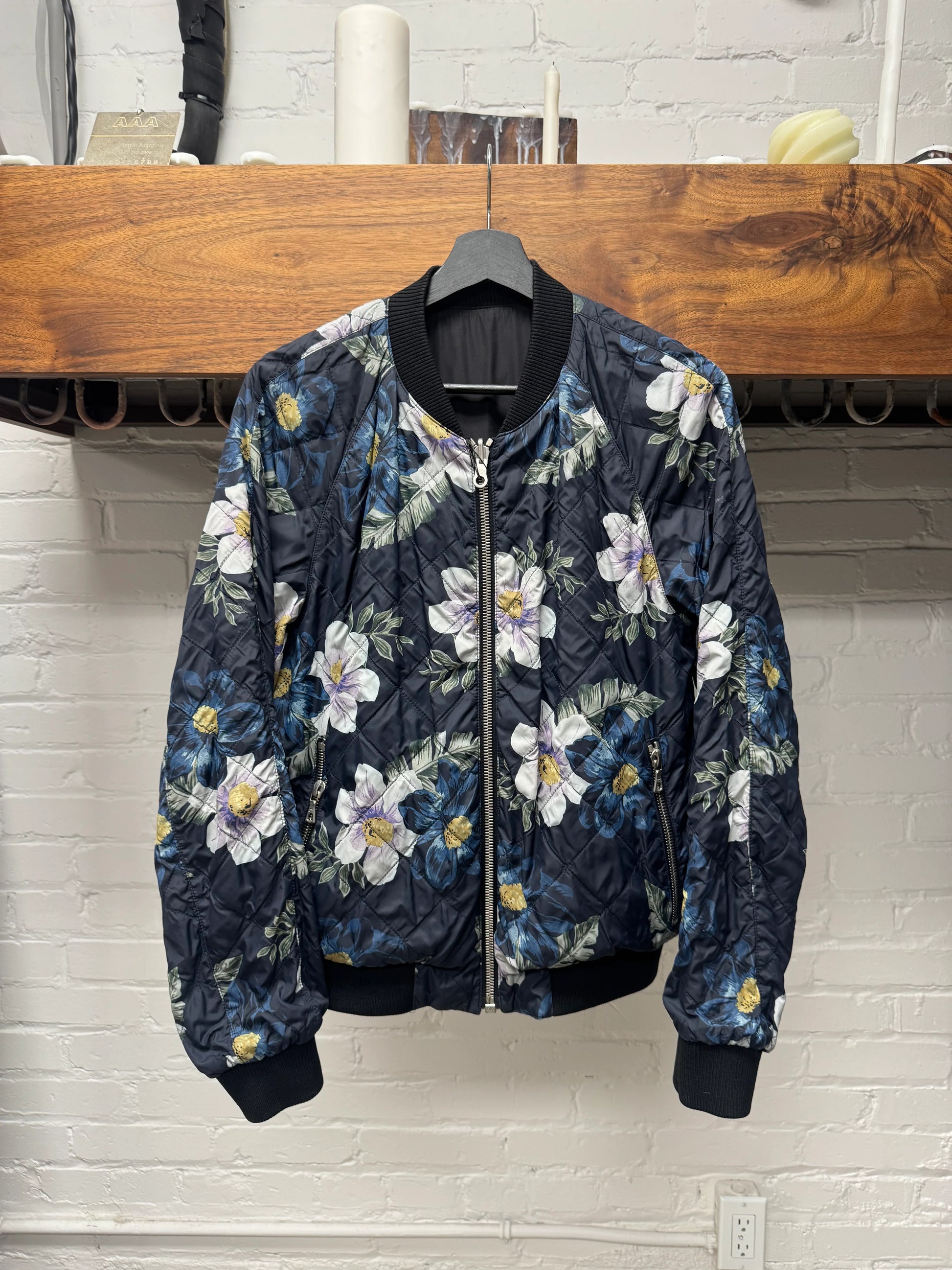 Dries Van Noten Reversible Black/Floral Print Bomber Jacket