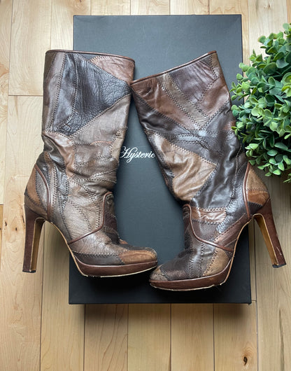 2000s Hysteric Glamour Patchwork Leather Boots