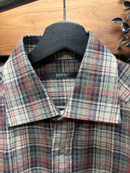 Gucci Plaid Western Shirt with Pleated ‘Ruffle’ Detailing