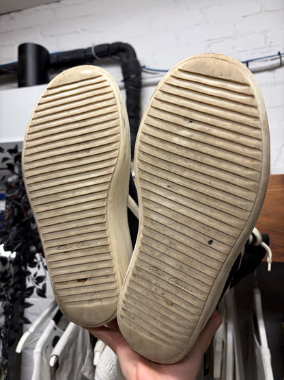 AW2024 Rick Owens ‘Mega Bumper’ Geobasket Black/Milk Leather High Top Sneakers