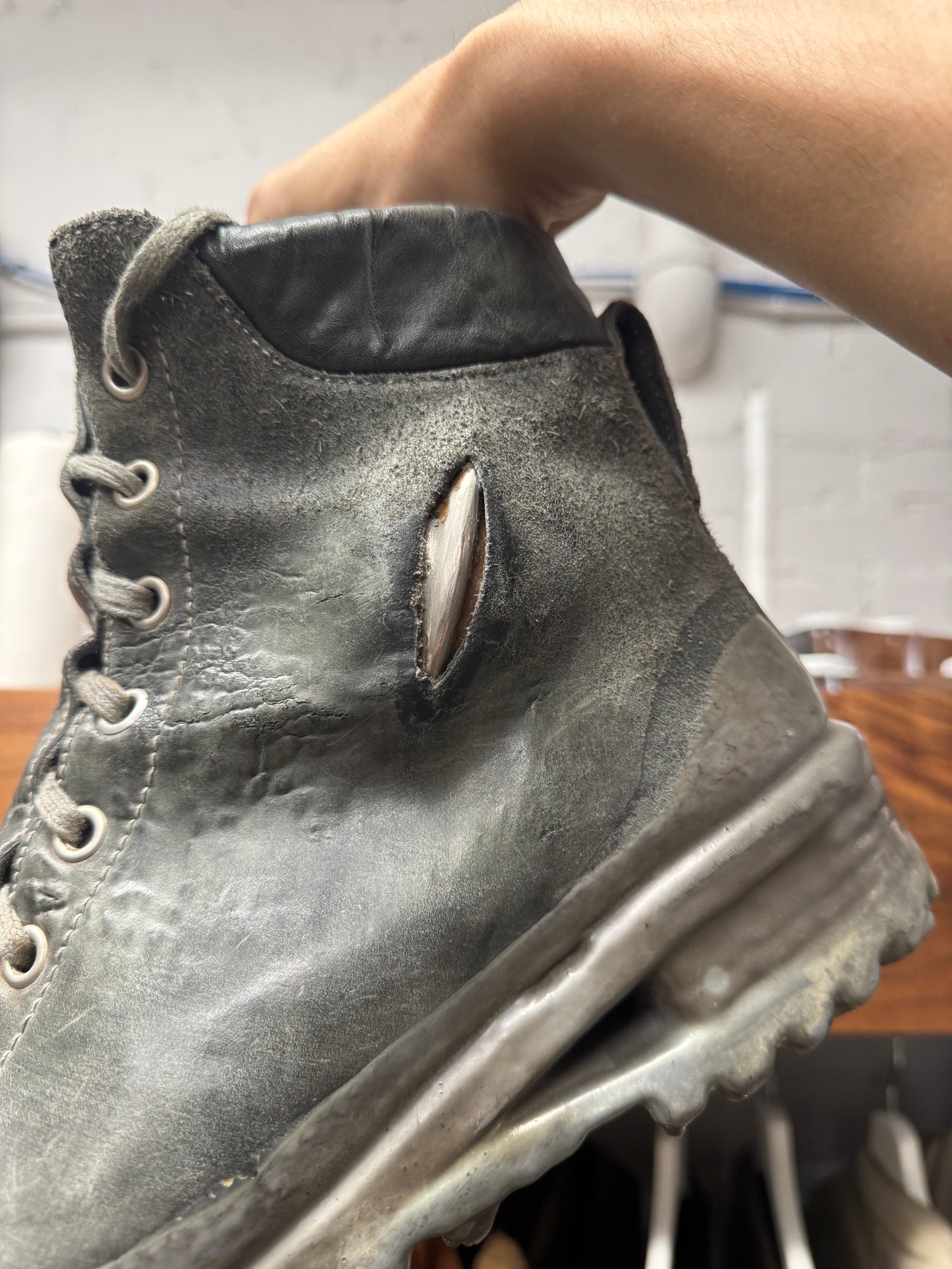 1/5 Carol Christian Poell AM/2694P Prosthetic ‘CUBS’ Horse Leather Drip Sole Boots