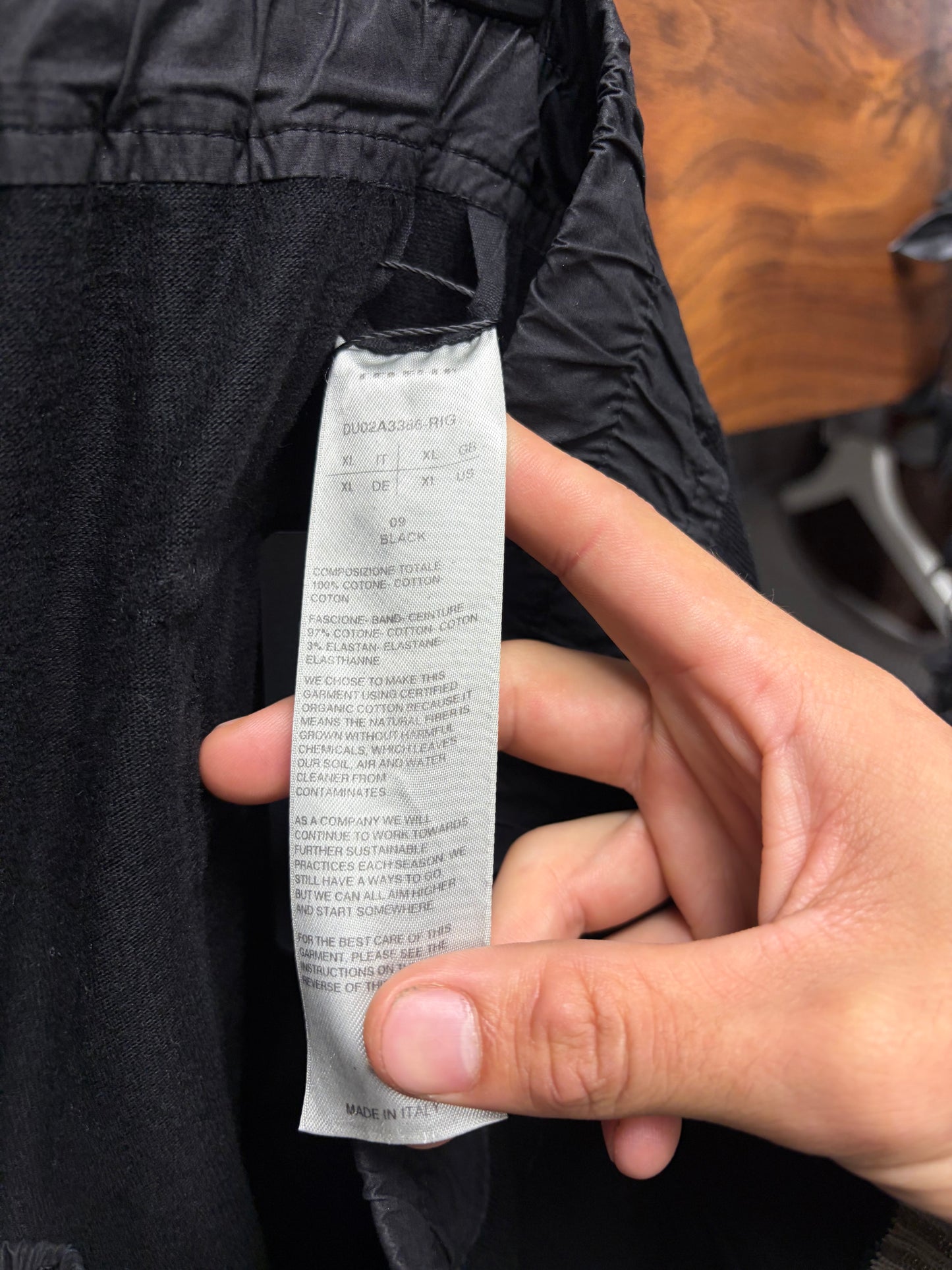 Rick Owens ‘Cargo Jogger’ Black Slim Cut Drawstring Sweatpants