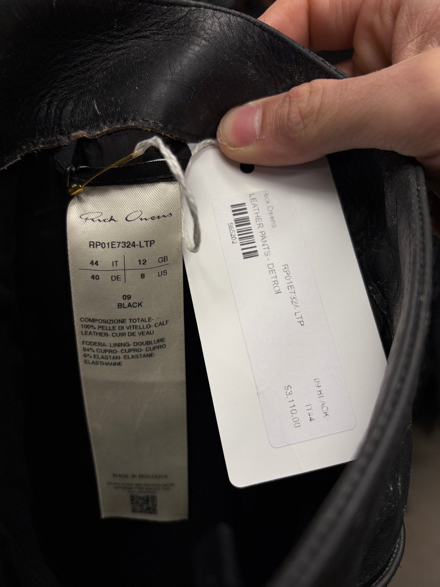 SS2026 Rick Owens ‘Hollywood’ Cracked Calfskin Leather Pants